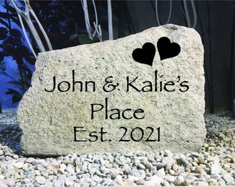 Carved Garden Stone, Personalized Wedding Gift