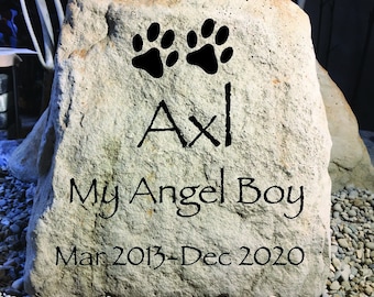 Beautiful pet memorial stone.  Free Carving, Design, Text, Graphics & Color - Free Shipping