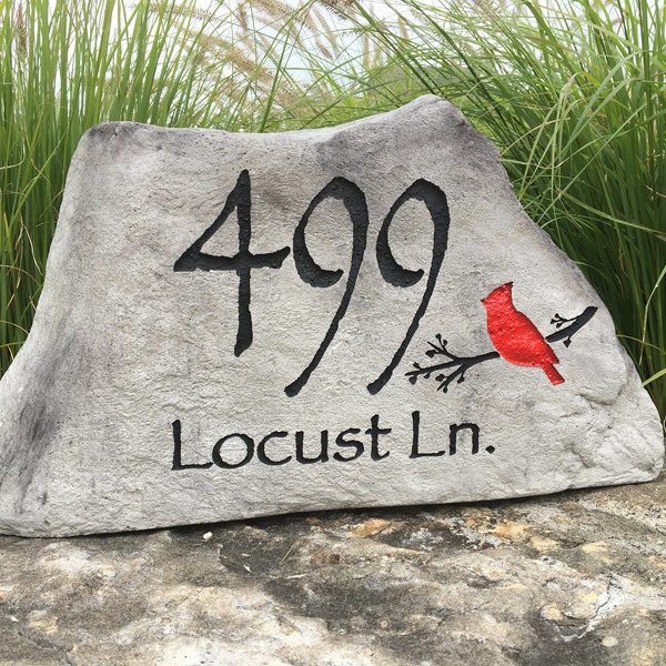Marcador de dirección personalizado en piedra, letrero con número de casa tallado a medida