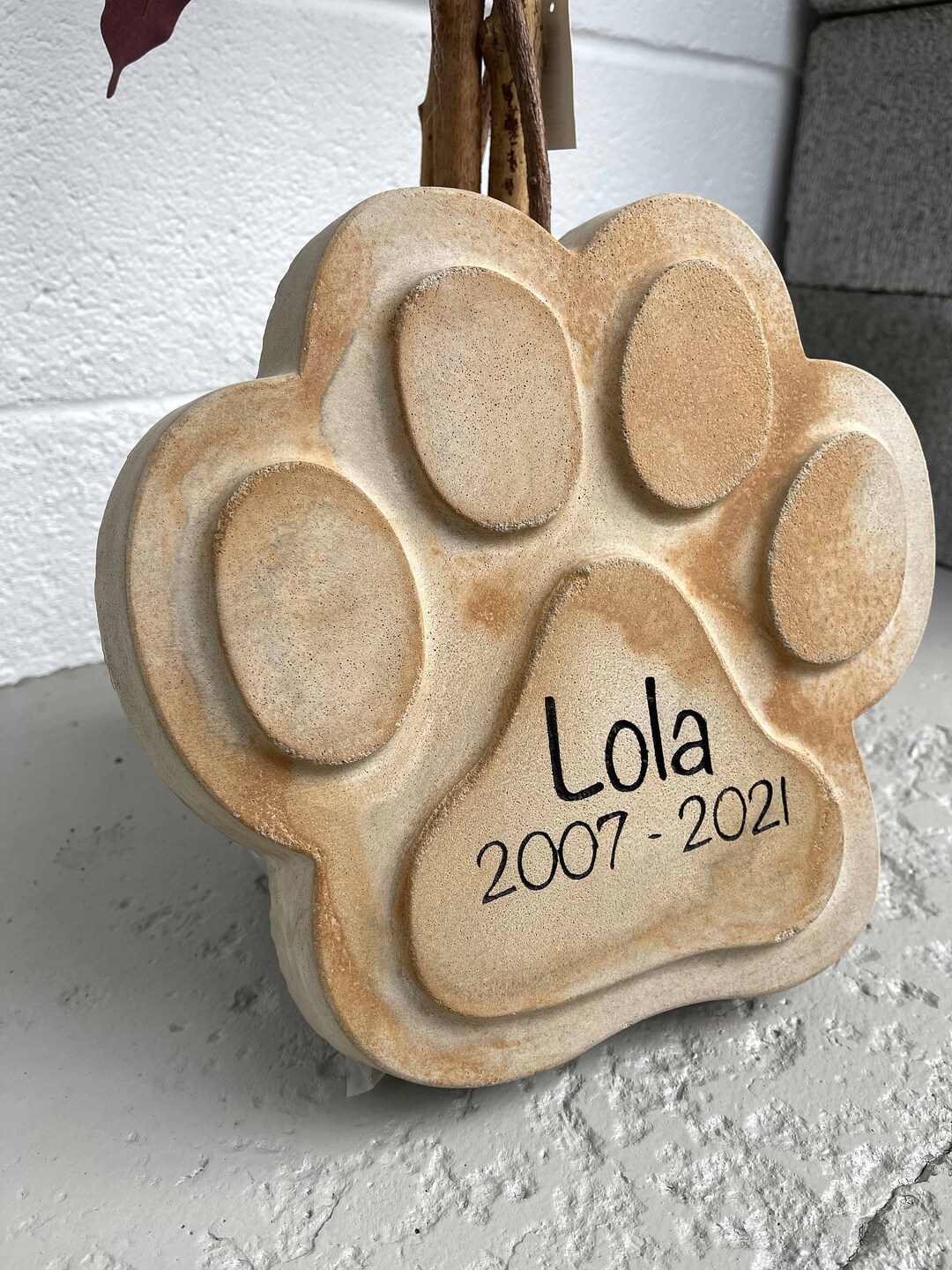 Inexpensive CARVED Pet Memorial. Paw Print Memorial. Price Includes ...