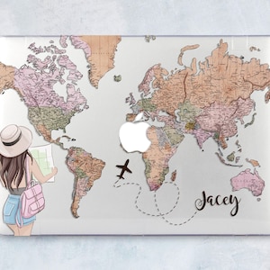 World Map Macbook 16 Case Macbook Air 13 Cover Girl With Map Mac Pro 13 Case Macbook Pro 15 Case Travel Macbook 12 Case Mac Air 11 LD0324