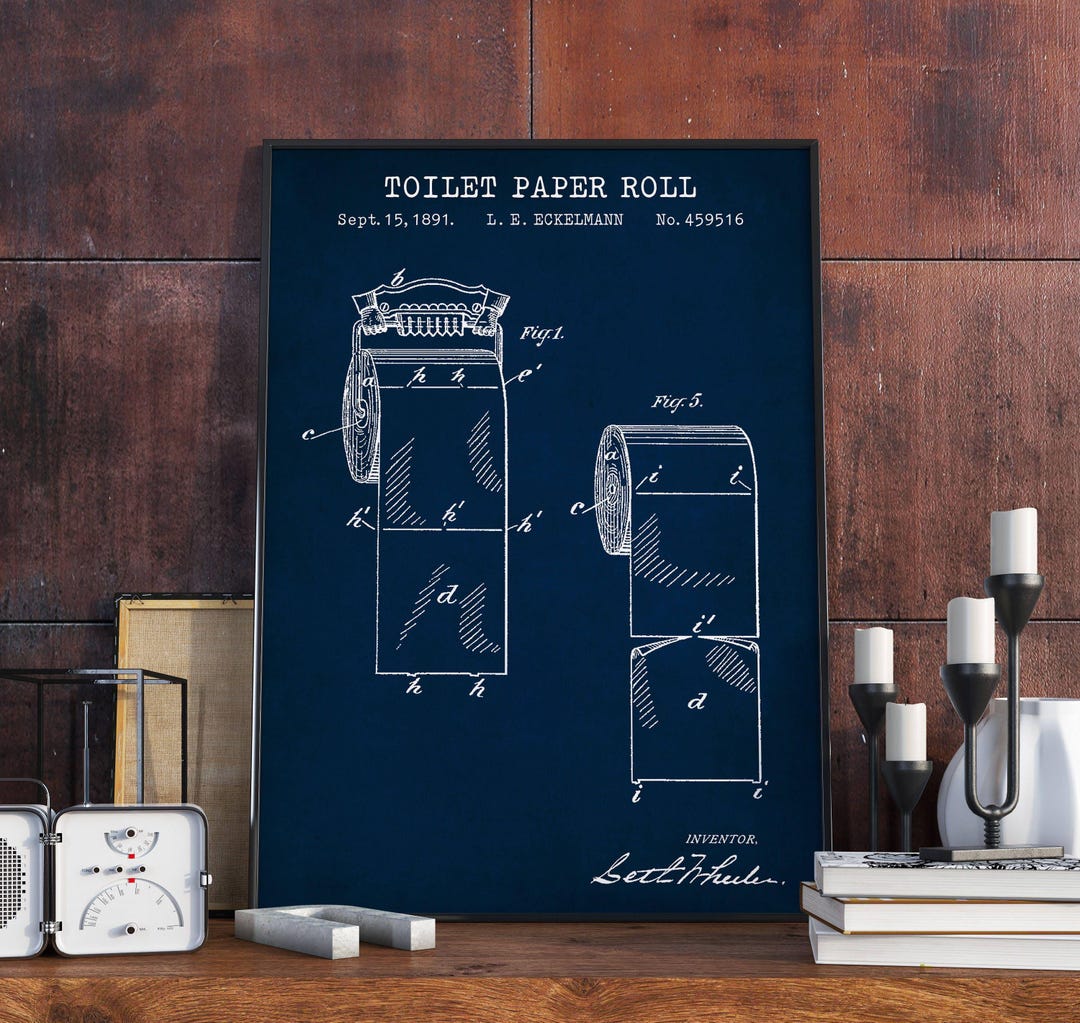 Vintage Toilet Paper Patent Print, Bathroom Wall Art Restroom Decor ...