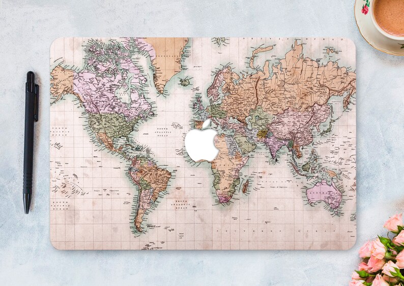 World Map Macbook Pro 16 2021 Case Macbook Pro 14 M1 Case Etsy