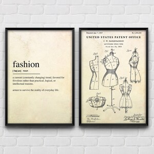 Manichino vintage, stampe brevettate, set artistico, decorazione da parete regolabile per cucito, definizione di moda, set di 2