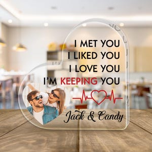 Personalisierte Acryl Namen Plakette, individuelles Geschenk für Frau, ich liebe dich Zeichen und Foto Andenken, Geburtstag Verlobung oder Jubiläum Geschenk