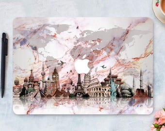 World Monuments Macbook Case: Marble Travel Design