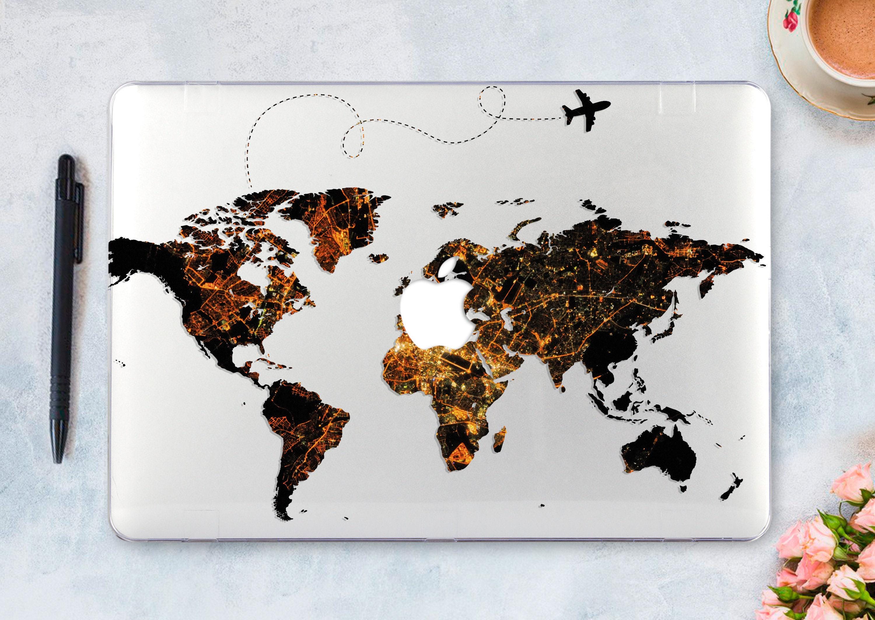 World Map Macbook Case: Night City Travel Design