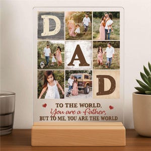 Personalized Family Photo Light for Dad, Acrylic LED Lamp with Names, Unique Father’s Day Gift for Grandpa, Husband, Papa, Man Cave Decor.