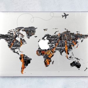 World Map Macbook Case: Night City Metropolis Design