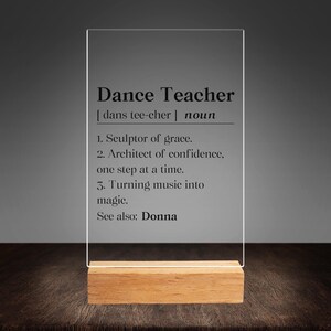 Personalized Dance Teacher Plaque, Thank You Gift for Coach, Desk Decor, Christmas Present