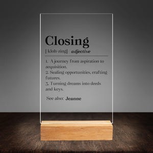 Placa de acrílico personalizada para corretor de imóveis, presente de fechamento personalizado, decoração de mesa para corretor de imóveis, placa de agradecimento