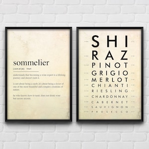 Lot de 2 affiches de tableau des vins définition sommelier