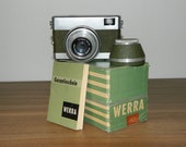 Canon Prima Mini (Sure Shot M, Autoboy F) 15 Werra 1 Olive Green 35mm Camera with Carl Zeiss Jena lens. 1950s early model