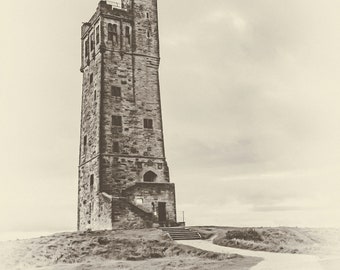 Vintage Victoria Tower, Castle Hill. Huddersfield, Yorkshire, England. Instant Digital Download in 5 Sizes.