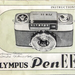 Olympus Pen EE Manual 1964 Camera Manual for Instant Digital Download PDF. Instant Digital Download image 1