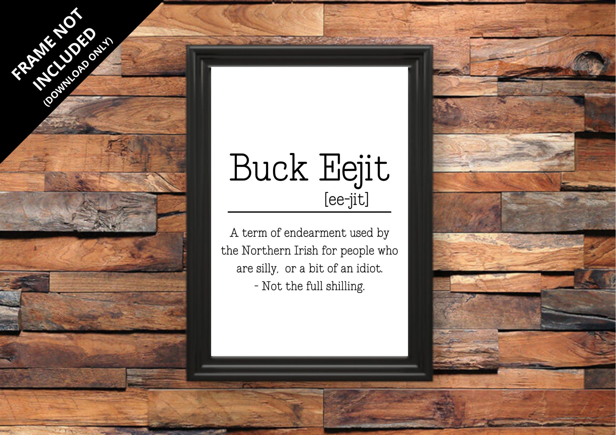 Buck Eejit Print Eejit Northern Irish Slang PDF Poster Quote Definition