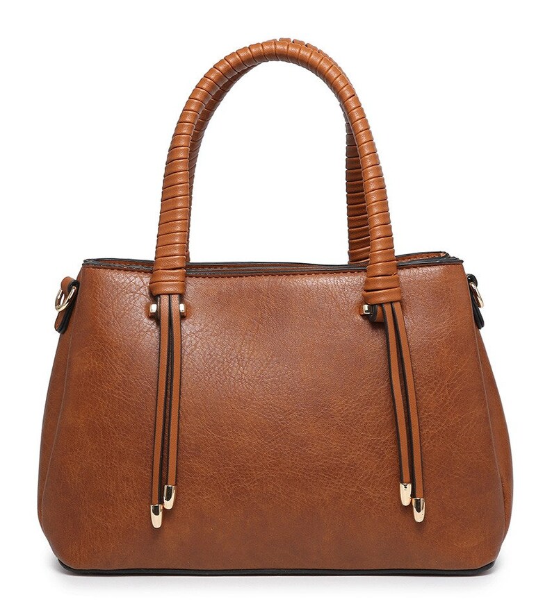 Ladies Women Classic Faux Leather Plain Multi Pocket Tote shoulder Bag Handbag