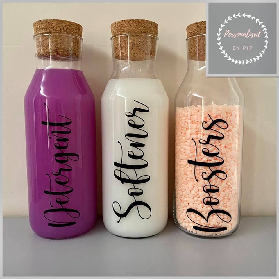 Laundry Bottles Personalised Home Storage Glass Storage Etsy UK