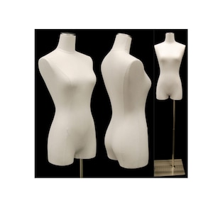 Pure White Linen Female Body Form with Legs and Base
