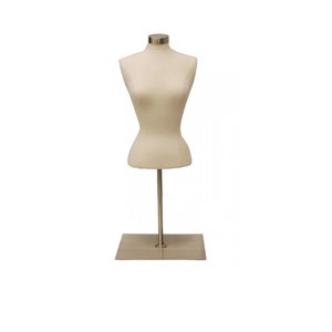 Cream Female Blouse Form: Tabletop Display with Metal Base