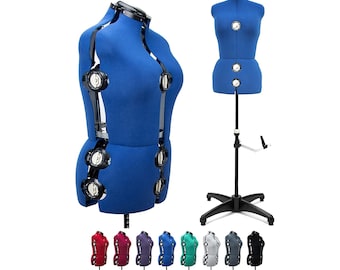 13 Dials Female Fabric Adjustable Mannequin Dress Form for Sewing, Mannequin Body Torso with Stand - Personalized Option Monogram