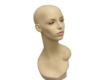 Monogrammed Female Mannequin Head: Wig & Jewelry Display