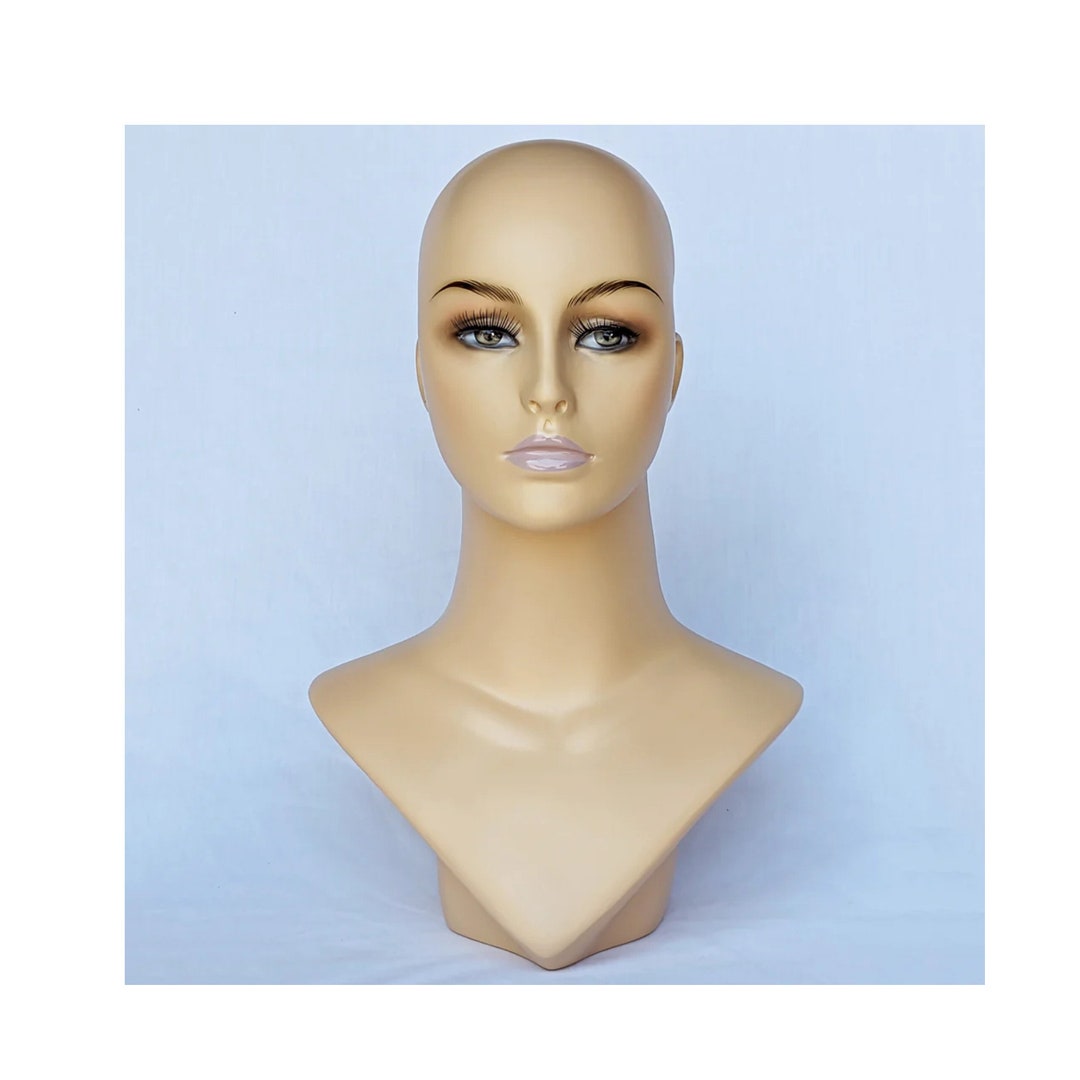 Female Mannequin Head Form W/ Pierced Ears, Realistic Makeup, False