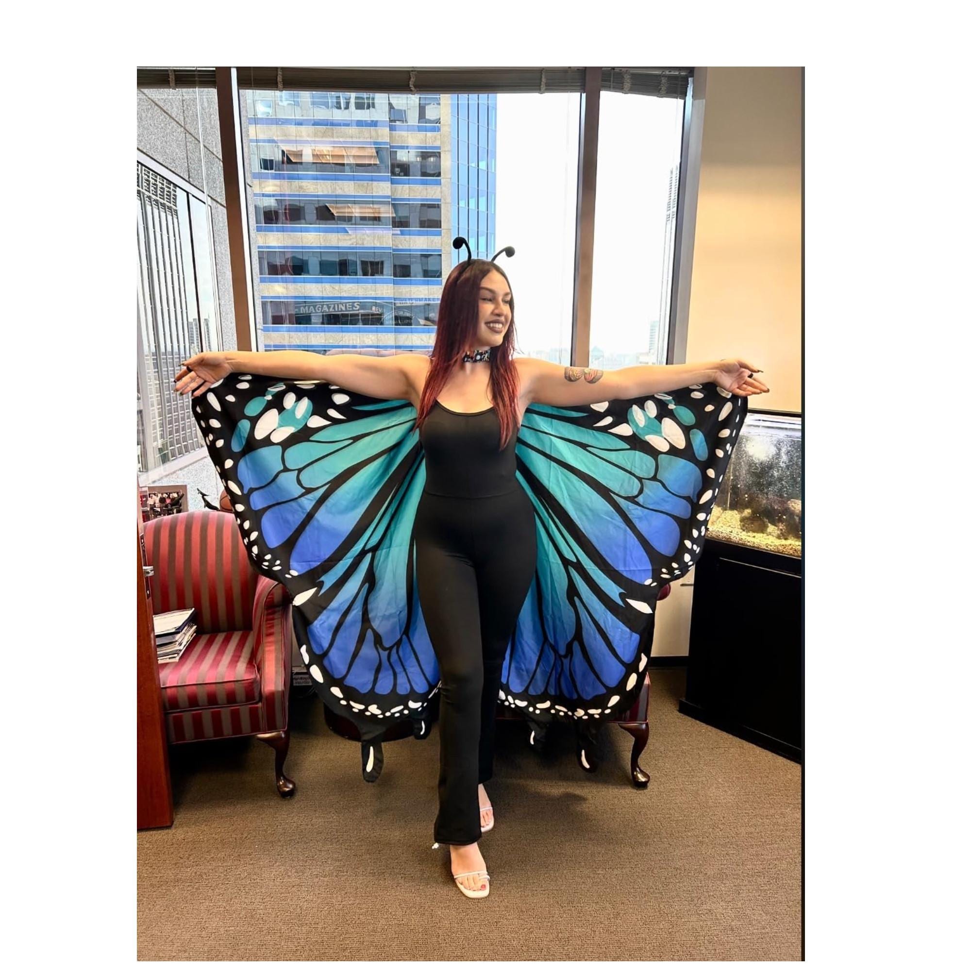 Double-Sided Colorful Fairy Wings Costume, Butterfly Costume for Women - Adult Wings Cape Shawl and Antenna Headband