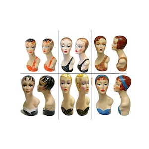 Fiberglass Vintage Female Display Heads - Personalized Option