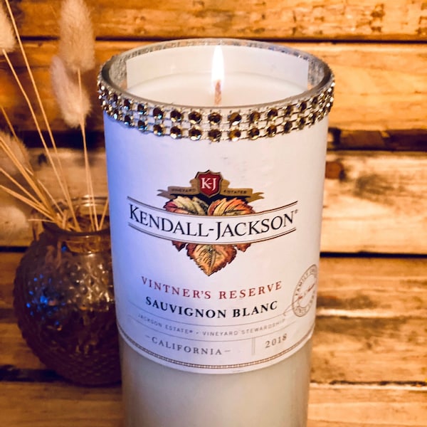 Kendall Jackson KJ Sauvignon Blanc Wine Candle Bling Candle She-Shed decor wine lovers gift Maid of Honor bridesmaid Home bar Decor Hostess