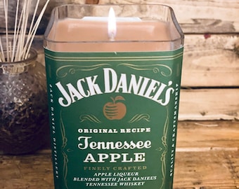 Jack Daniels Apple Tennessee Whiskey Candle Liquor bottle candle Man Candle Home Bar Decor Man Cave Be My Best Man Groomsman Whiskey gift