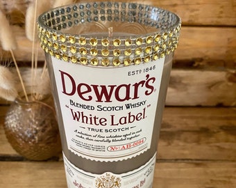 Dewars White Label Scotch Whiskey Candle Man Cave decor Home bar Decor bartender Gift Scotch lovers gift Be My Best Man Groomsman She Shed