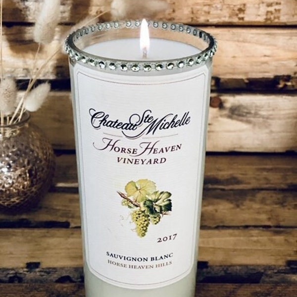 Chateau Ste Michelle Sauvignon Blanc Wine Candle Bartender Gift home bar Decor Hostess gift Be My Bridesmaid Maid of Honor Grape Lover Gift