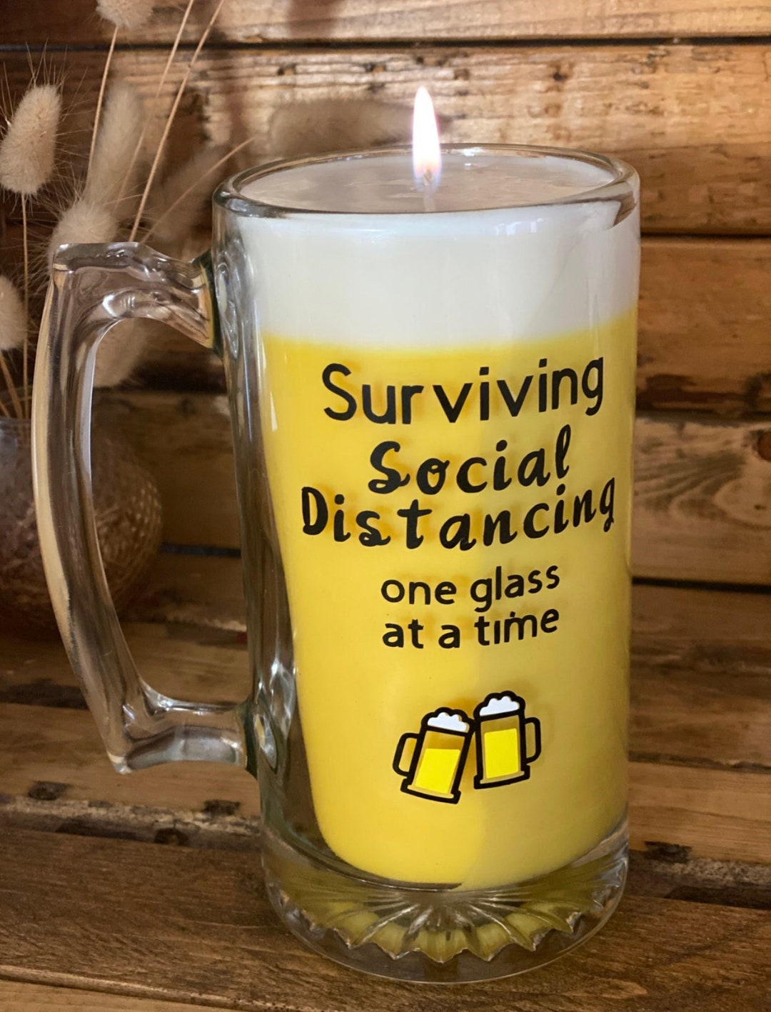 Huge Beer Mug Candle Surviving Social Distancing One Glass at - Etsy