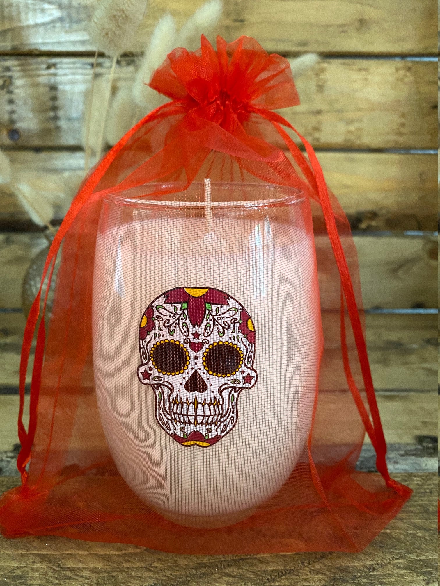 Red Sugar Skull Candle Day of the Dead Gothic Candle Dia De Etsy UK