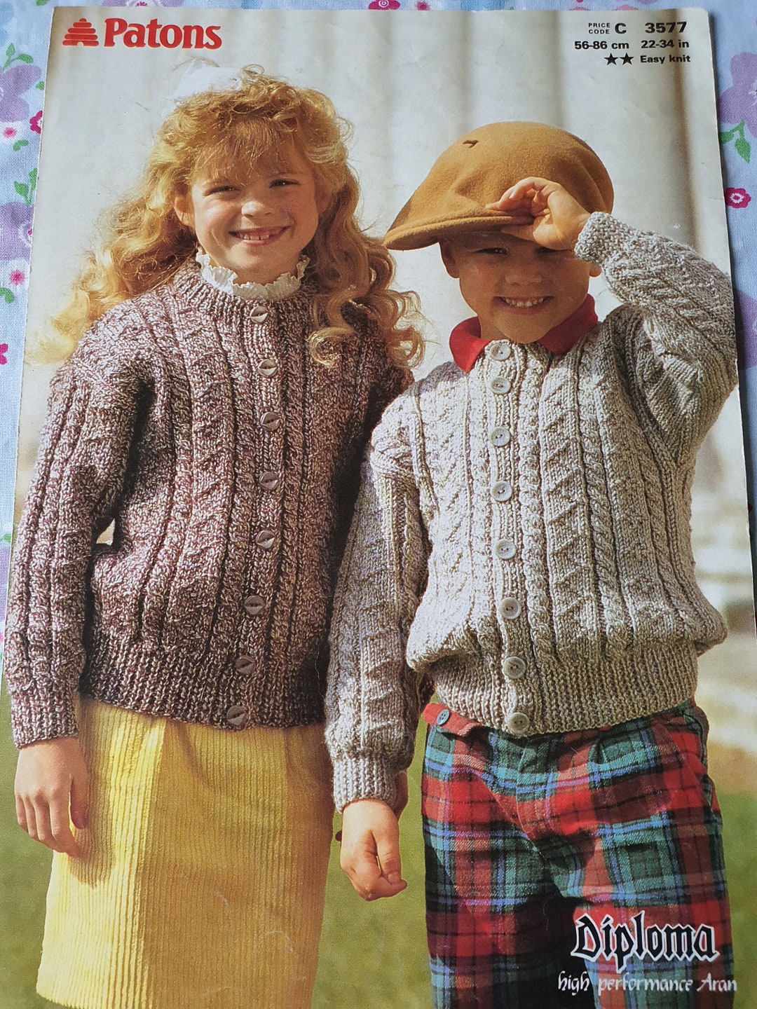 Patons Diploma Aran Knitting Pattern 3577 cardigans easy Etsy
