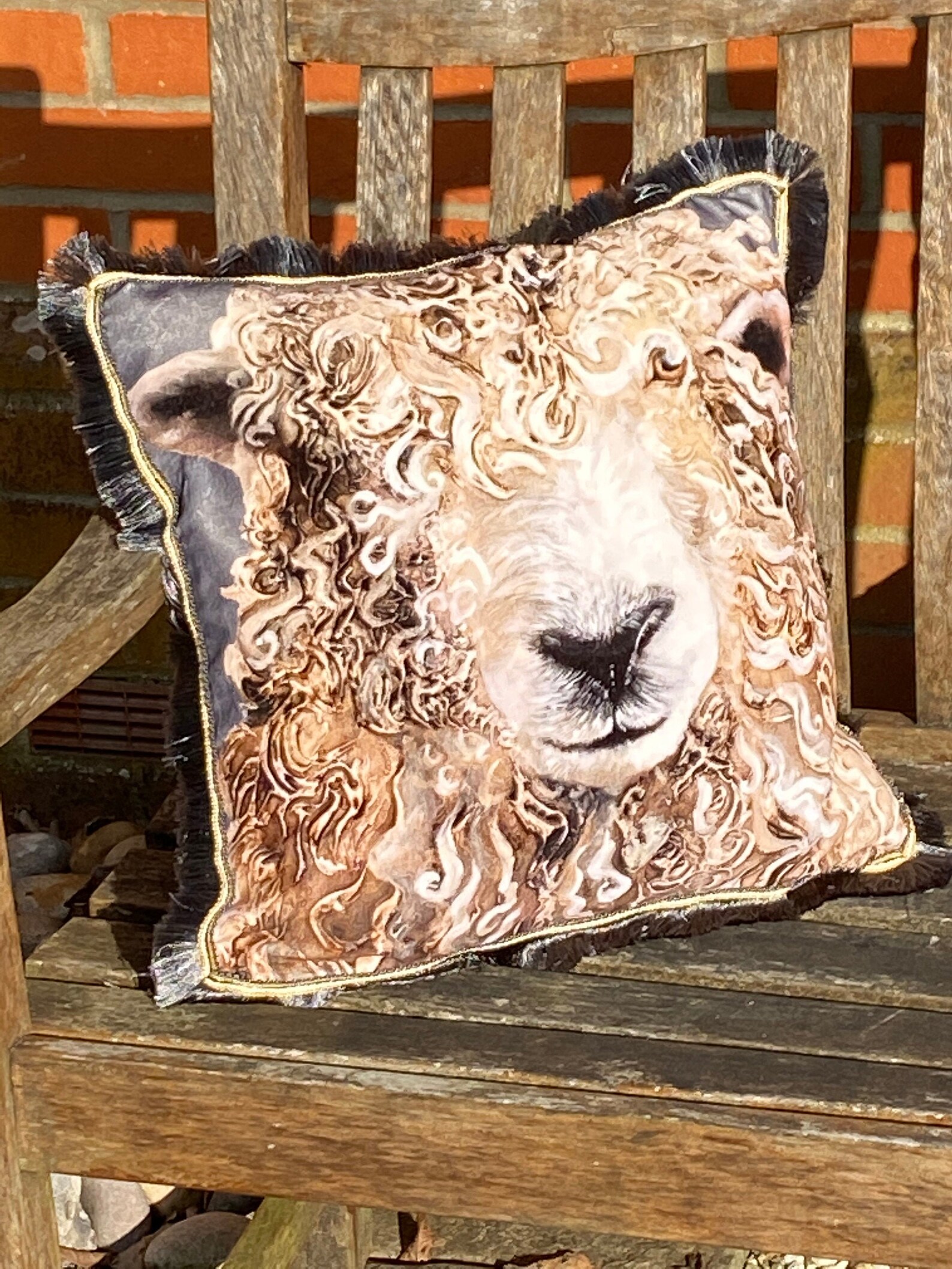 Stunning curly coated sheep cushion with luxury fringe and Etsy