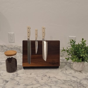 Walnut Magnetic Knife Block, Kitchen Organization, DutchValleyDesign