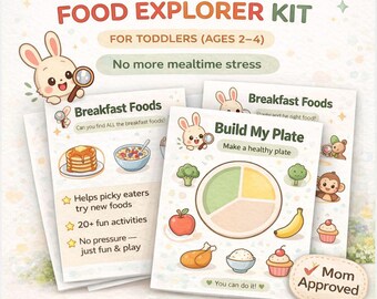 Druckbares Arbeitsheft für Kinder | Picky Esser Aktivitäten | Montessori Essen lernen | Gesundes Ess-Spiel | Arbeitsblätter für Kinder 2-4 Jahre