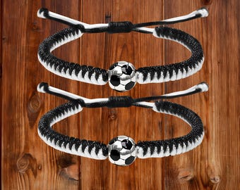 2pcs Soccer Bracelet Set, Football soccer gift, sport jewellery gifts, team sports jewellery, adjustable bracelet, bracelet gift for a man