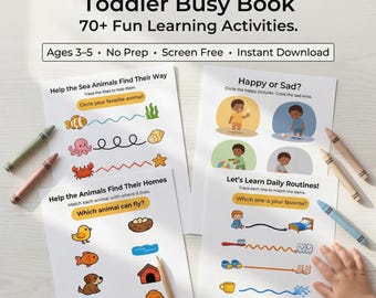 Druckbares Buch für Kleinkinder | 70+ Aktivitäten im Alter von 3-5 | Quiet Time Ringbuch | Feinmotorik | Vorschul Arbeitsblätter | Kinder Aktivitätspaket