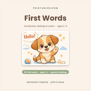 First Words Workbook for Toddlers, Speech Therapy Activities, Language Development Workbook, Toddler Learning Printable