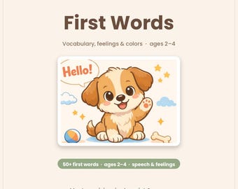 First Words Workbook for Toddlers, Speech Therapy Activities, Language Development Workbook, Toddler Learning Printable