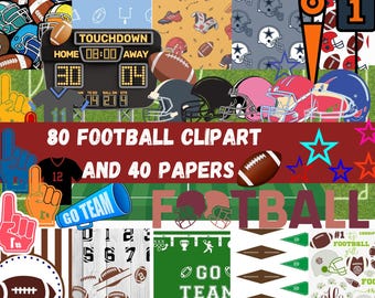 Football Clipart and Papers Kit of 120 | Football Clipart | American Football Gifted | Football Printable Art | Clipart bundle | Footballpng
