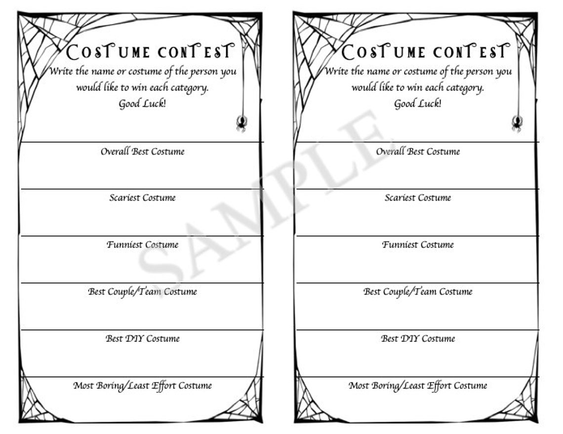 Halloween Costume Contest Ballot Etsy
