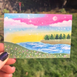 Pastel Field Sunset Sticker (1 piece)