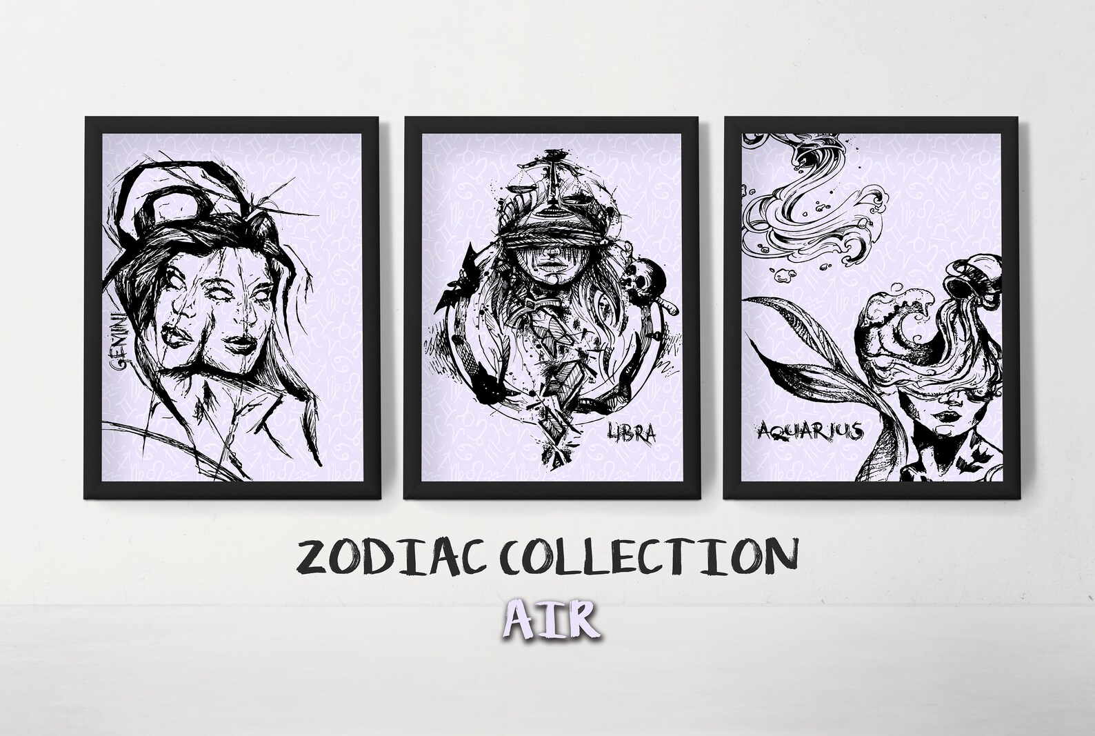 AIR SIGNS BUNDLE Gemini Libra & Aquarius 3 Prints | Etsy