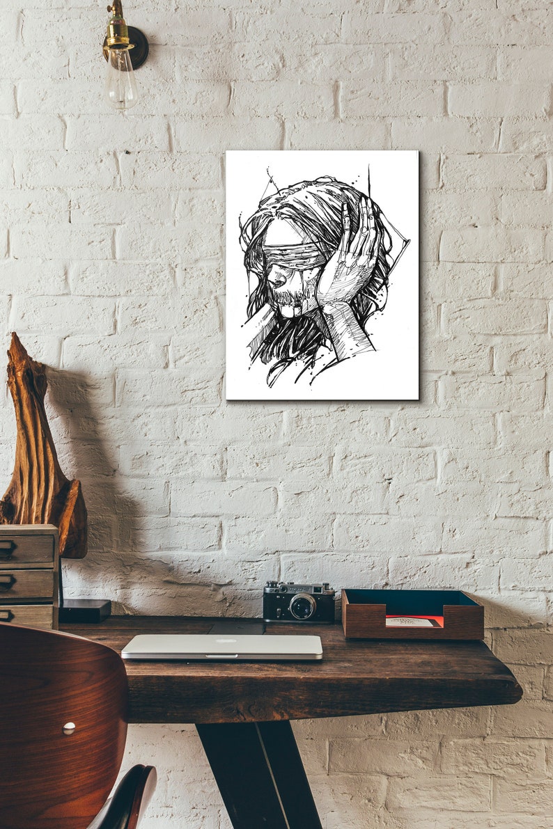 MOUTH SEWN SHUT Illustration Grunge Artwork Perfect Gift Etsy