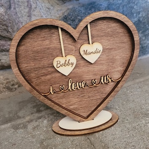 Personalized heart couples plaque/valentines day/ engagement/ birthday gifts/ Marriage/ I love us/ wooden sign