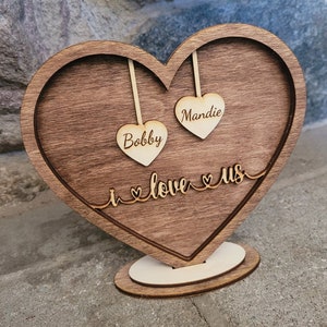 Personalized heart couples plaque/valentines day/ engagement/ birthday gifts/ Marriage/ I love us/ wooden sign